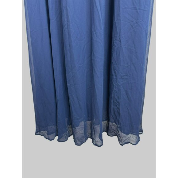 Roiii Women's Sz XL Elegant Navy Blue Chiffon Maxi Dress Cross-Back Straps - Picture 7 of 15